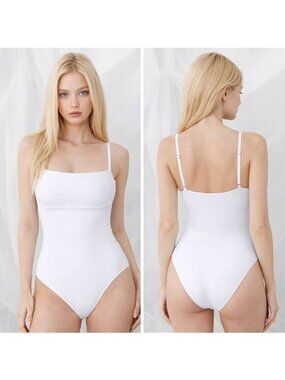 White One-Piece Swimsuit – Size Medium | Cheeky Tummy Control Monokini NWT